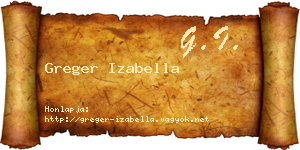 Greger Izabella névjegykártya
